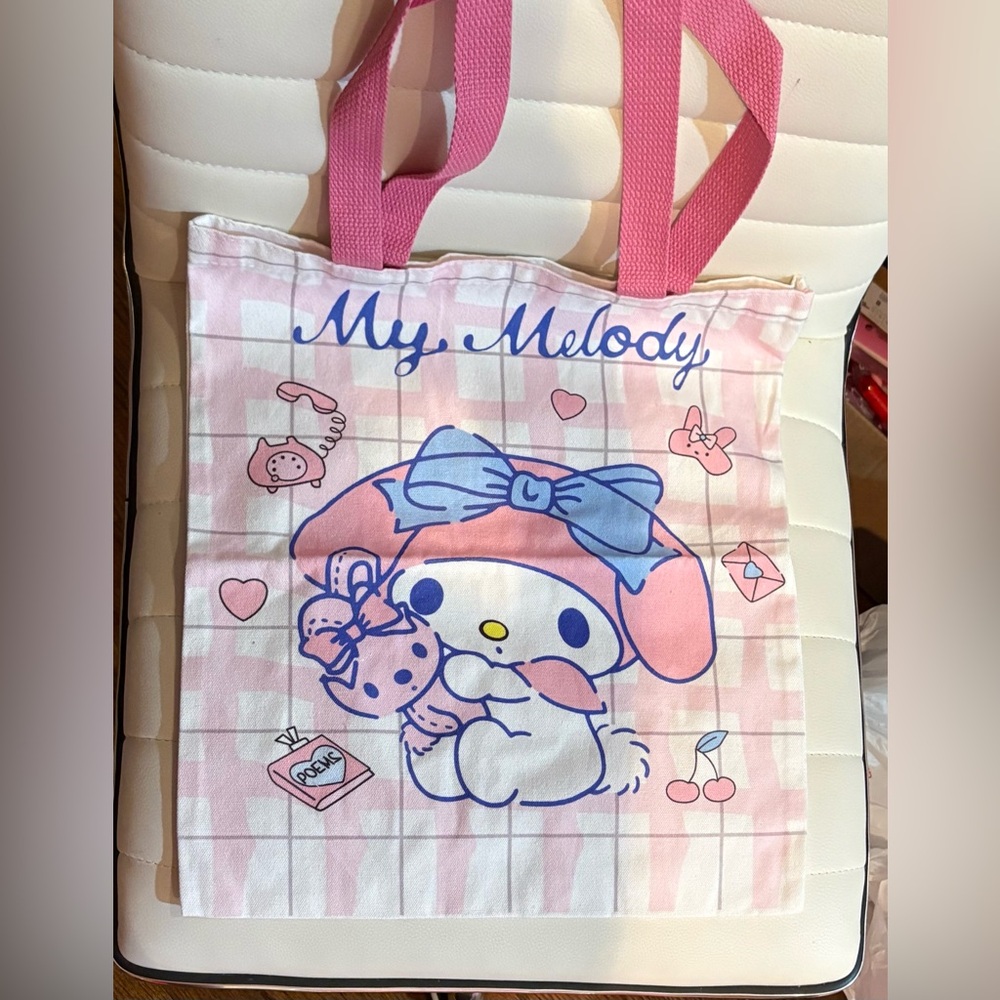 My Melody Pink Canvas Book Tote Bag
